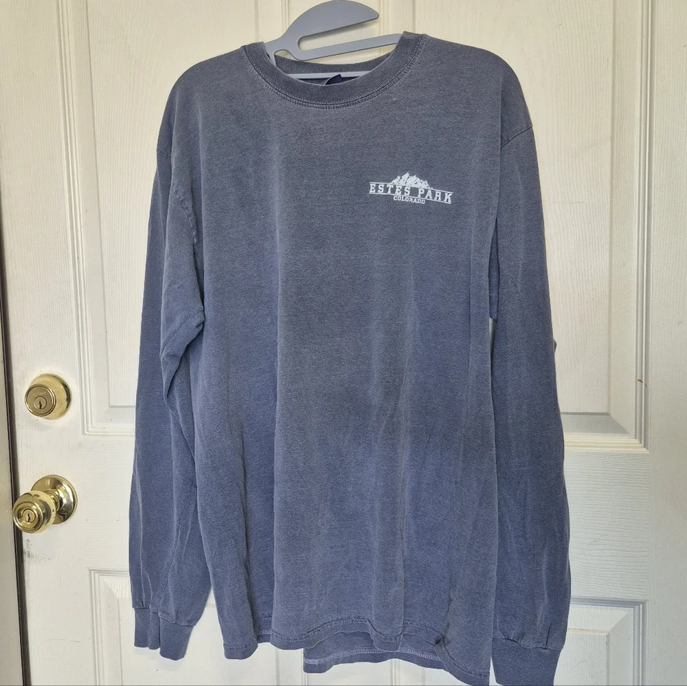 Blue Long-sleeve Estes Park Colorado Ultra Cotton Heavyweight Shirt - Men's L - Picture 1 of 4